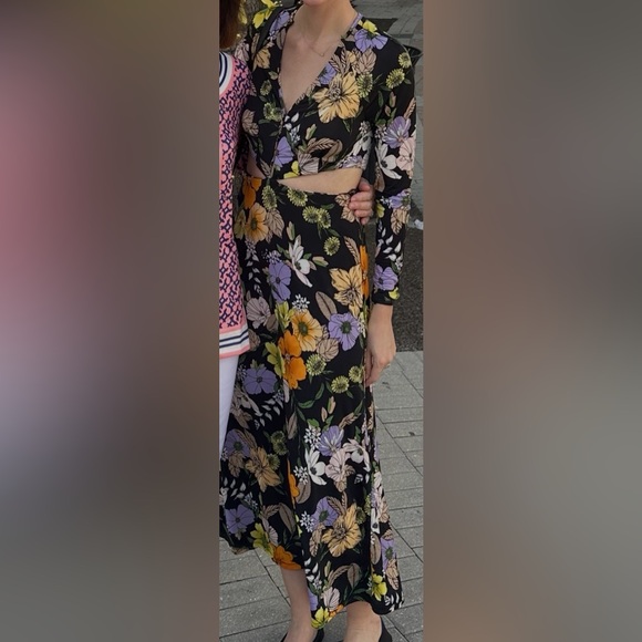 AFRM Floral Long Sleeve Dress with cutouts - Picture 3 of 4